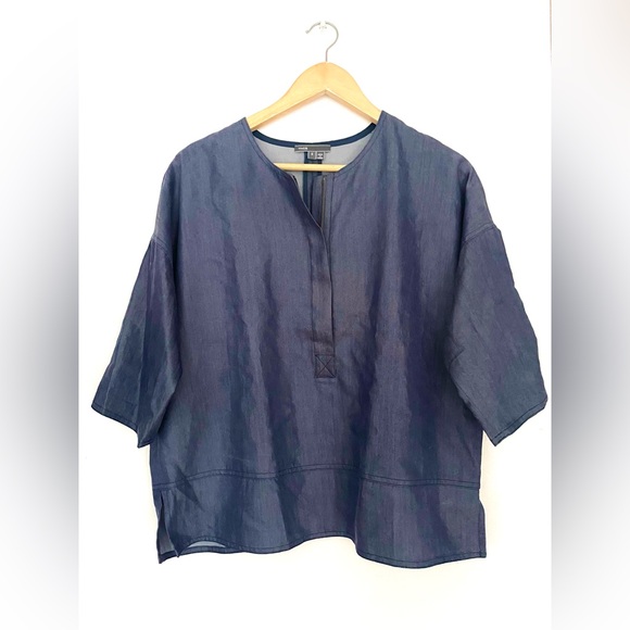 Vince Tops - Vince Denim Blue Boxy Drop Shoulder Blouse Size small   Top